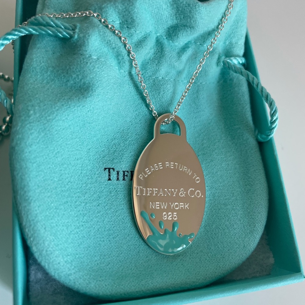 Authentic silver Tiffany & Co Large Oval Splash necklace